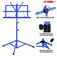 5 Core Music Stand Adjustable Desktop Book Stands Portable Sheet Holder All Metal Foldable Bookstand - Mus Fld Blu