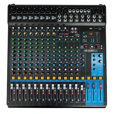5 Core Audio Dj Mixer 16 Channel Sound Board Console w Spx Effect 48V Phantom Power Mx 16CH Xu
