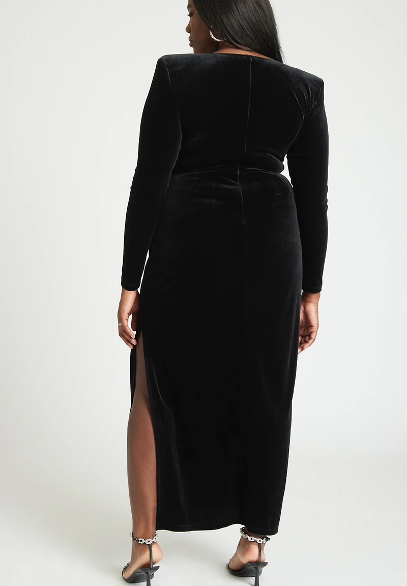 Eloquii Women's Plus Velvet Tie Waist Gown