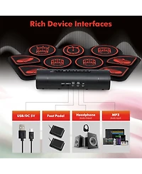Sugift Red Electronic Drum Set with 2 Build-in Stereo Speakers for Kids