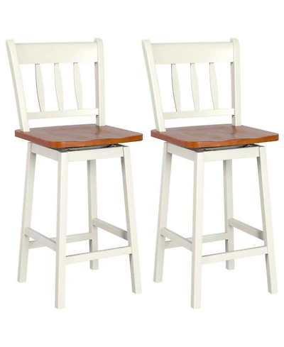 Sugift 24.5 Inches Set of 2 Swivel Bar Stools with 360° Swiveling
