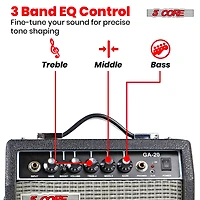 5 Core Guitar Amp 20W Amplifier for Electric Bass Acoustic Practice Amps Small Portable Mini Amplificador para Bajo with Built in Effects