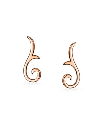 Bling Jewelry Minimalist Geometric Tribal Scroll Ear Pin Crawlers Climbers Earrings Rose Gold Plated Sterling Silver