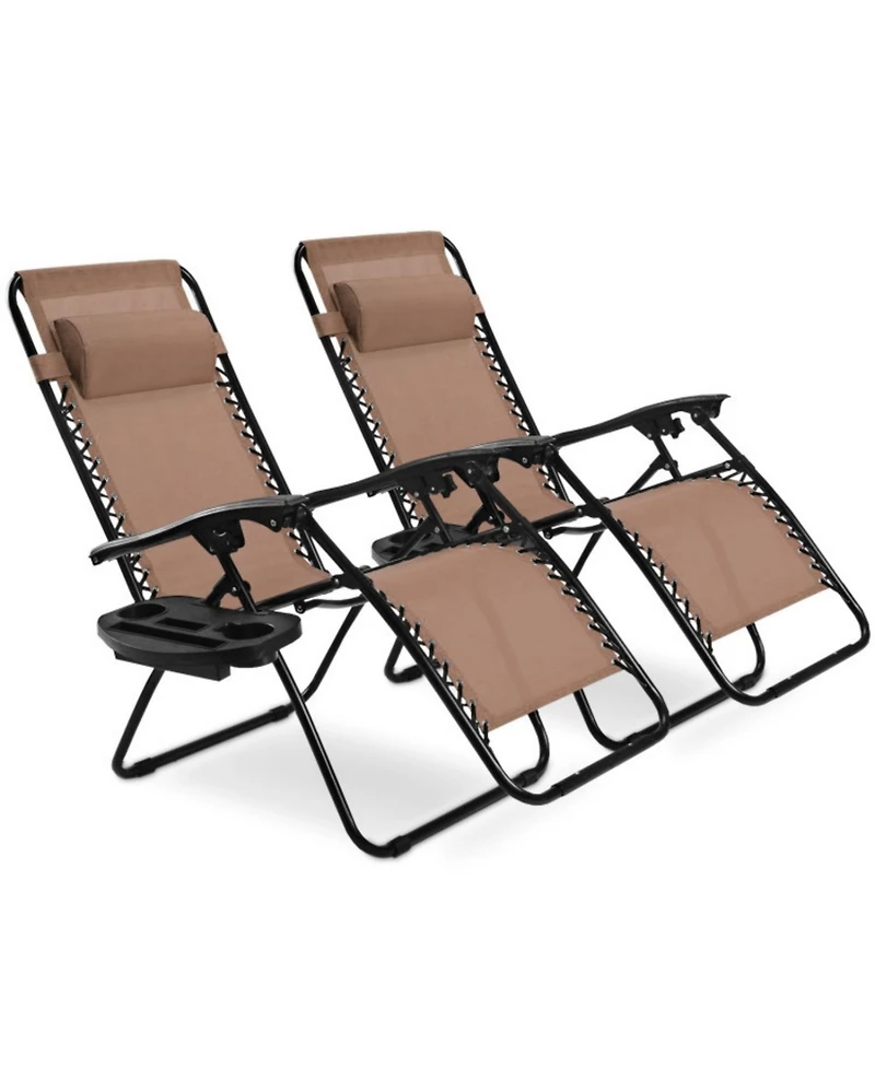 Inolait Sugift 2 Pieces Folding Lounge Chair with Zero Gravity