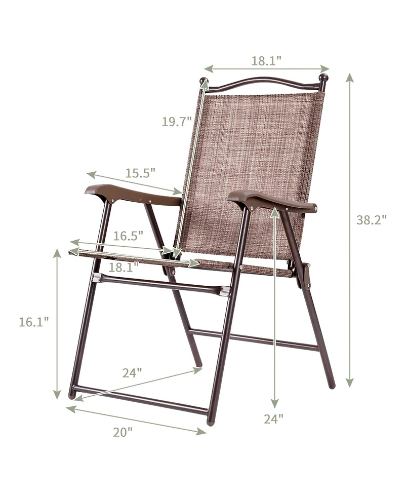 Sugift Set of 2 Patio Folding Sling Back Camping Deck Chairs
