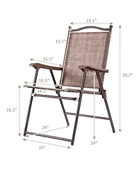 Sugift Set of 2 Patio Folding Sling Back Camping Deck Chairs