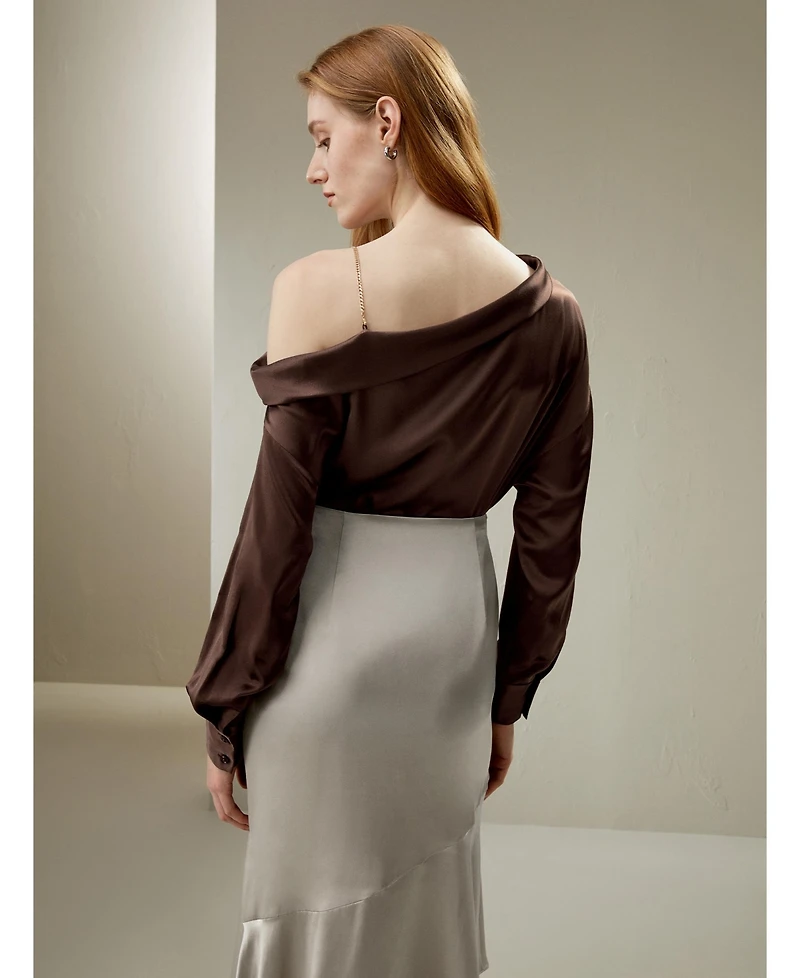 Lilysilk Women's Silk Chic One-Shoulder Top