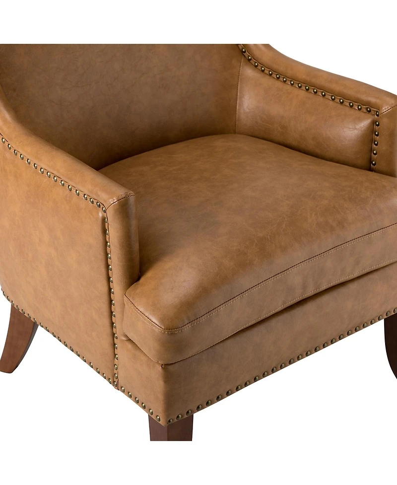 Hulala Home Konrad Contemporary Leather Armchair with Solid Wood Legs