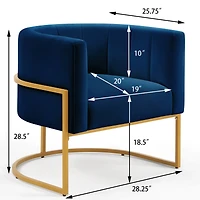 Streamdale Furniture Navy Velvet Accent Chair with Gold Stand