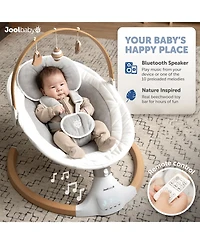 Jool Baby Nova Nature Baby Swing for Newborns – Natural Wood Toys, Electric Motorized Infant Swing, Bluetooth Music