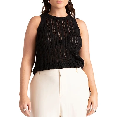 Eloquii Women's Plus Crochet Knitted Tank
