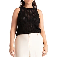 Eloquii Women's Plus Crochet Knitted Tank