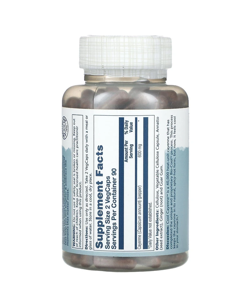 Solaray Cool Cayenne - 180 VegCaps (300 mg per VegCap)