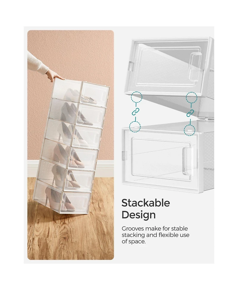 Set of 12 Stackable Shoe Organizers for Closet or Entryway, Fits Sneakers