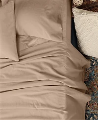 Superior Cotton Linen Blend Deep Pocket 4-Piece Bed Sheet Set, Queen