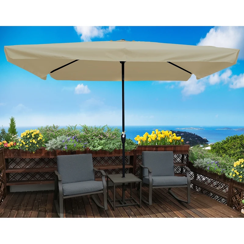 Streamdale Furniture 10' x 6.5' Patio Umbrella with Crank and Button