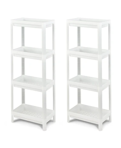 Sugift 2 Packs 4-Tier Detachable Slim Storage Cart with Drainage Holes for Small Space