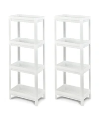 Sugift 2 Packs 4-Tier Detachable Slim Storage Cart with Drainage Holes for Small Space