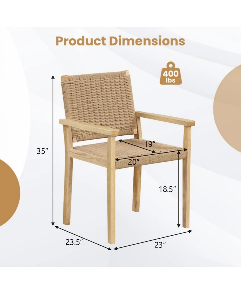 Sugift Indoor Outdoor Wood Chair Set of 2