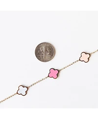 The Lovery Small Pink Mixed Clover Bracelet 14K Gold