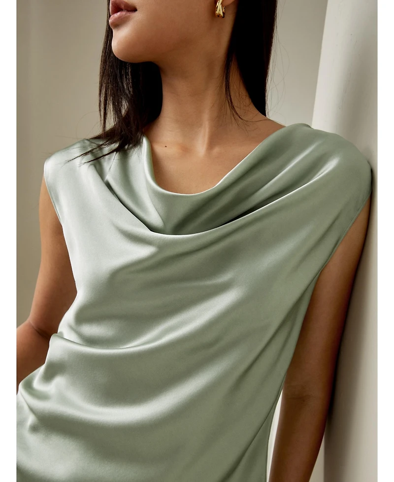 Lilysilk Women's Silk Charmeuse Cowl Neck Top
