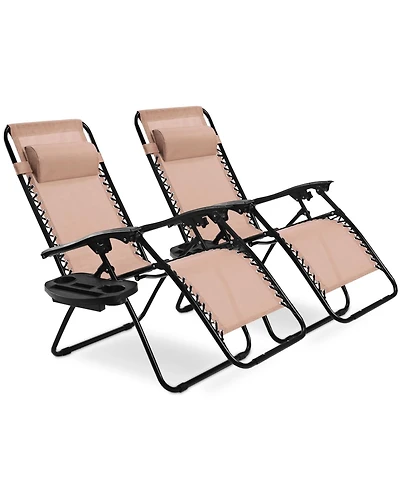Inolait Sugift 2 Pieces Folding Lounge Chair with Zero Gravity