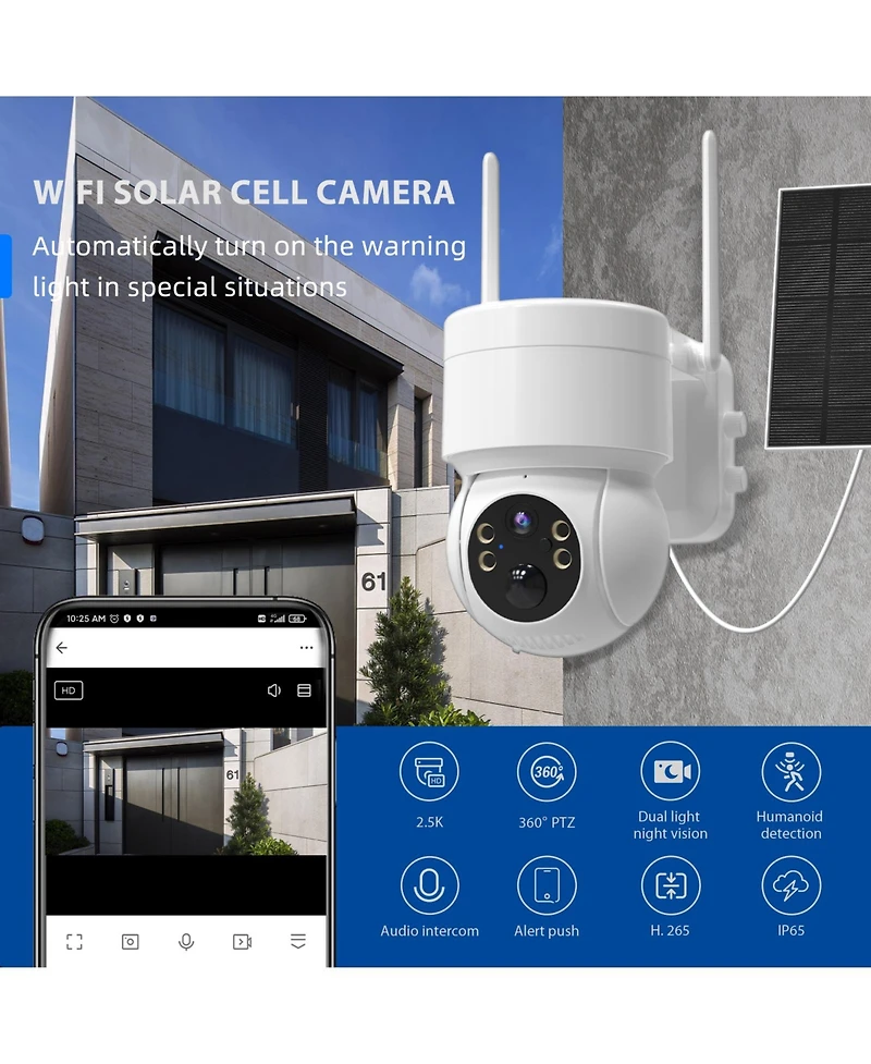 Eco4Life Smart Outdoor Ptz Battery Camera with Solar Panel