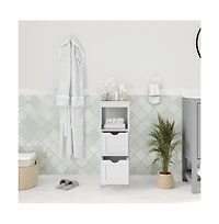 Merrick Lane Delilah 2 Drawer Bathroom Storage Cabinet Organizer With Open Display Shelf