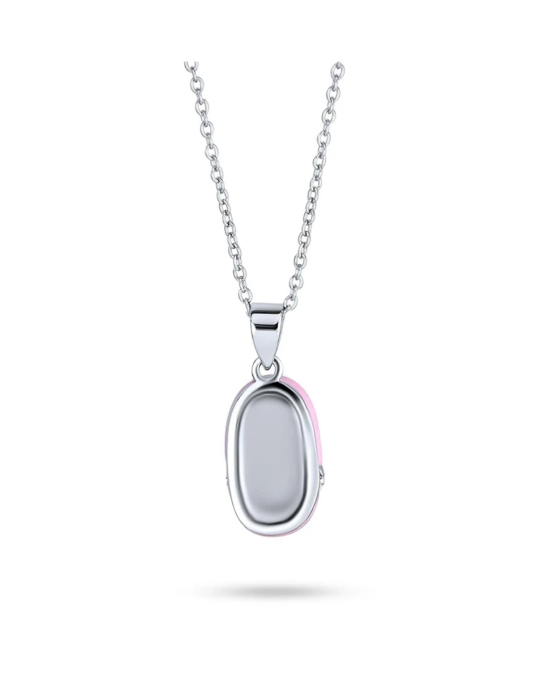Bling Jewelry Charm Baby Shoe Pendant Necklace Gift New Mother Pink Enamel Bow Cz Accent Sterling Silver