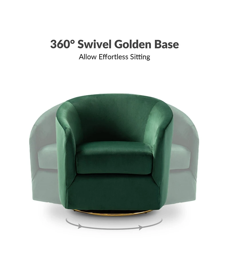 Swivel Accent Chair with Gold Metal Base for Living Room Nursery