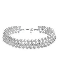 Bling Jewelry Hand Knotted 3 Row White Simulated Pearl Strand Collar Necklace Prom
