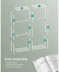 Slickblue Metal Clothing Racks, Heavy-Duty Garment Rack with Adjustable Wire Shelves, Hanging Rods, Hooks