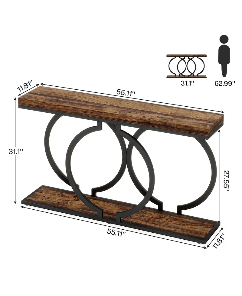 Tribesigns Industrial Console Table, 55 inch Wood Entryway Table Narrow Long Sofa Rustic Accent