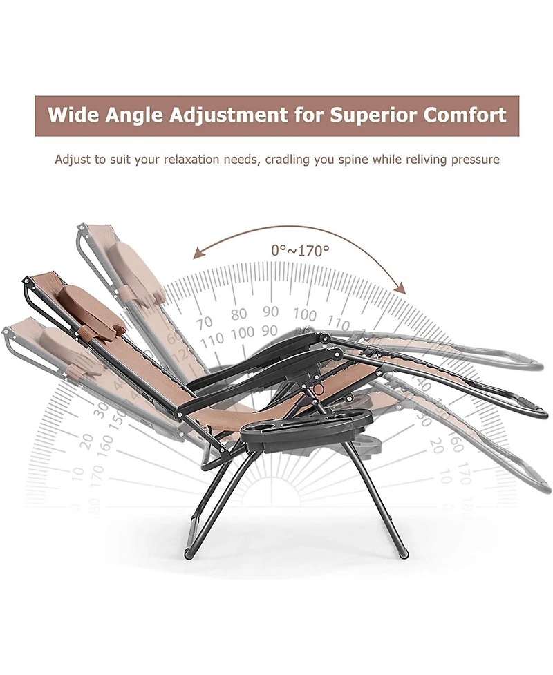 Inolait Sugift Folding Recliner Lounge Chair with Shade Canopy Cup Holder