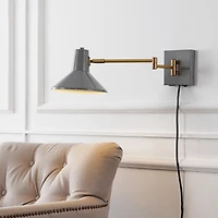 Jonathan Y Hygge Swing Arm Modern Midcentury Iron Usb Charging Port Led Sconce