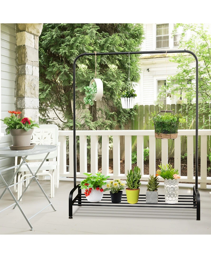 Heavy Duty Garment Rack with Top Hanging Rod and Bottom Storage Shelf