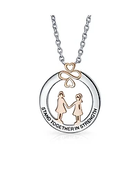 Bling Jewelry Ayllu Heart Infinity Clover Inspirational Words Quote Stand Together in Strength Sis Bff Pendant Necklace Rose Gold Plated Sterling Silv