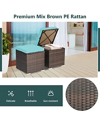 2 Pieces Patio Ottoman with Hidden Storage Space
