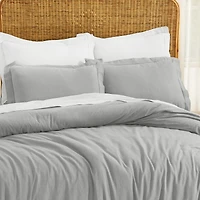 Superior Cotton Linen Blend Solid 3-Piece Duvet Cover Set, King/ California King