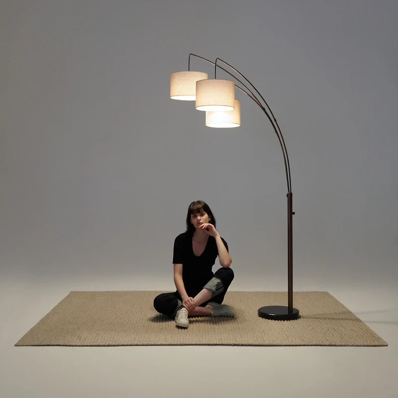 Trilage 84" Led Contemporary Arc Floor Lamp with Marble Base, Bulbs Included
