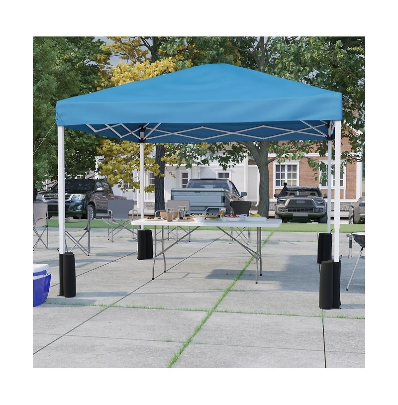Outdoor Event/Tailgate Tent Set With Pop Up Event Canopy And Wheeled Case Bi-Fold Table Carrying Handle