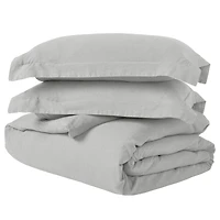 Superior Cotton Linen Blend Solid 3-Piece Duvet Cover Set, Full/Queen