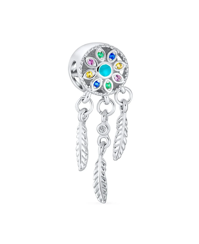 Bling Jewelry Hopes Dreams Heart Spiritual Amulet Symbol Dream Catcher Dangle Charm Bead Tassel Feather Leaves Sterling Silver Fits European Bracelet