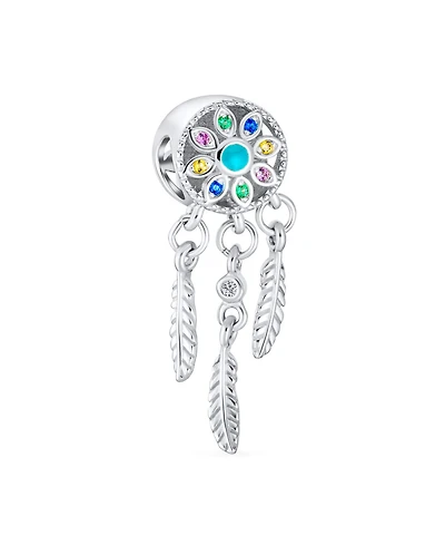 Bling Jewelry Hopes Dreams Heart Spiritual Amulet Symbol Dream Catcher Dangle Charm Bead Tassel Feather Leaves Sterling Silver Fits European Bracelet