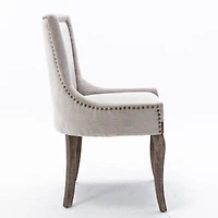 Streamdale Set of 2 Beige Dining Chairs with Fabric and Wood Legs