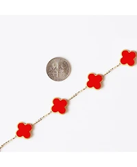 The Lovery Large Coral Clover Bracelet 14K Gold