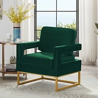Simplie Fun Gold base velvet accent chair, Jade