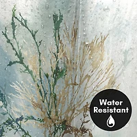 71x74 Coastal Shower Curtain - Green Coral by Pi Creative Art