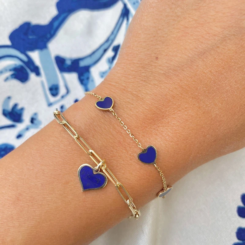 The Lovery Lapis Heart Charm 14K Gold 10 millimeters