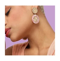 Sohi Women's White Circular Drop Earrings